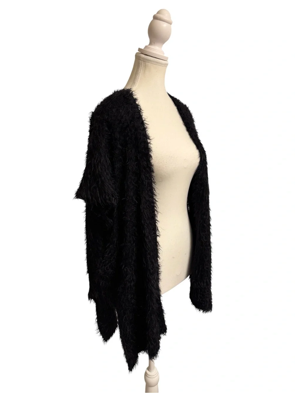 Chico’s Black Eyelash Knit Cardigan Wrap L/XL Cozy Quiet Luxury Layering